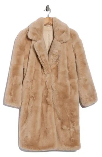 Blanknyc Faux Fur Long Coat In Brown