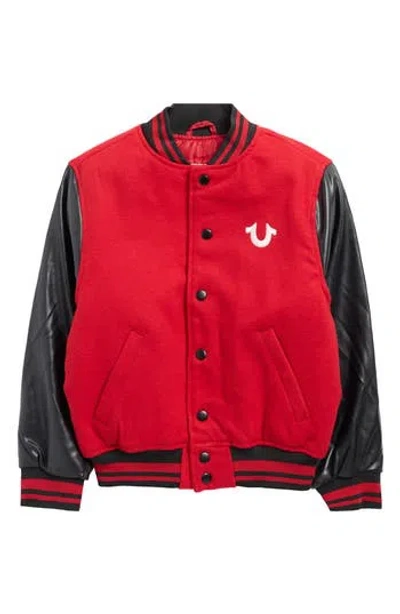True Religion Kids' Varsity Bomber Jacket In Red