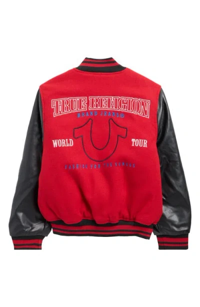 True Religion Kids' Varsity Bomber Jacket In Red