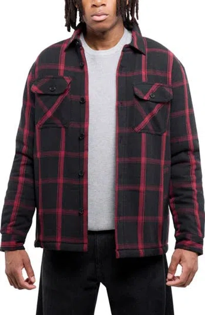 X-ray Xray Faux Shearling Lined Flannel Shirt Jacket In Multi