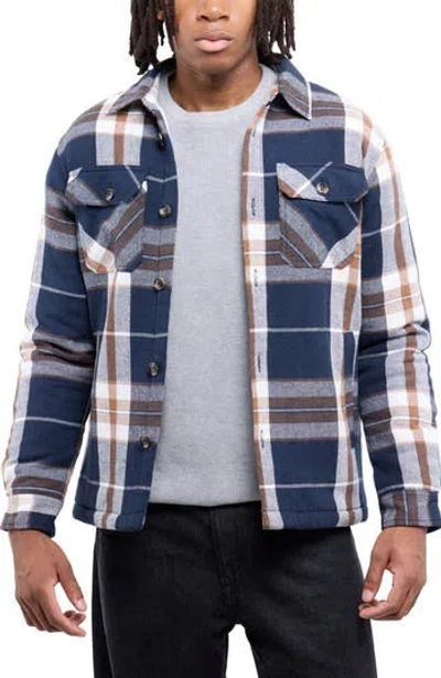 X-ray Xray Faux Shearling Lined Flannel Shirt Jacket In Multi