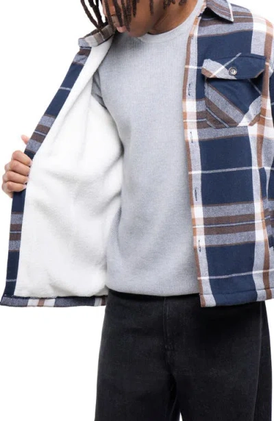 X-ray Xray Faux Shearling Lined Flannel Shirt Jacket In Multi