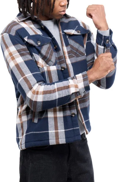 X-ray Xray Faux Shearling Lined Flannel Shirt Jacket In Multi