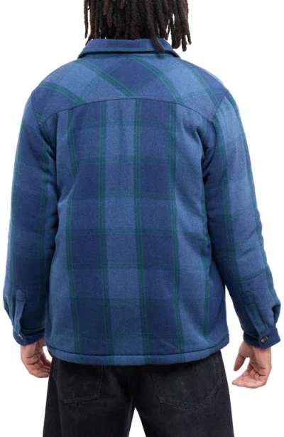 X-ray Xray Faux Shearling Lined Flannel Shirt Jacket In Blue