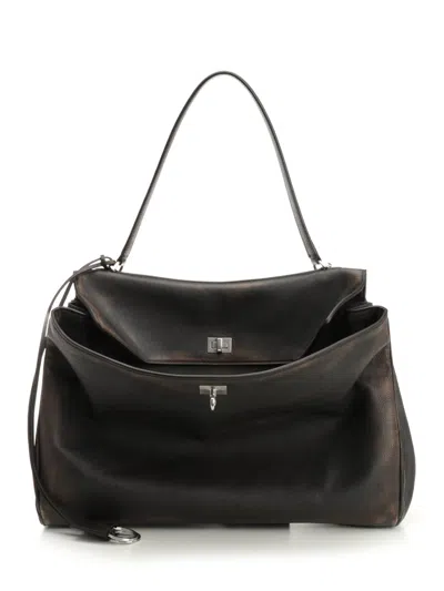 Balenciaga Rodeo Handbags Brown In Black
