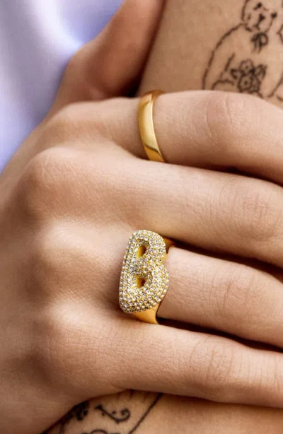 Baublebar Pavé Bubble Initial Ring In Gold