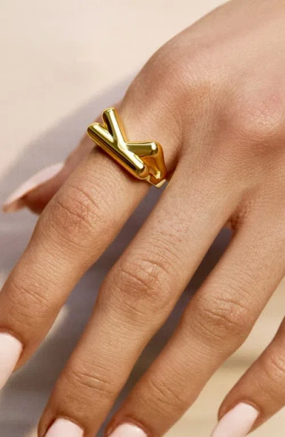 Baublebar Bubble Letter Initial Ring In Gold