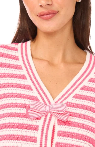 Cece By Cynthia Steffe 'dotted Delights' Woven Front Sweater In Multi