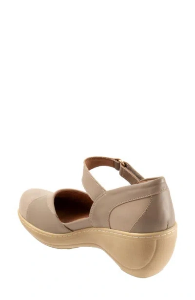 Softwalk ® Miri Ankle Strap Platform Wedge Clog In Brown