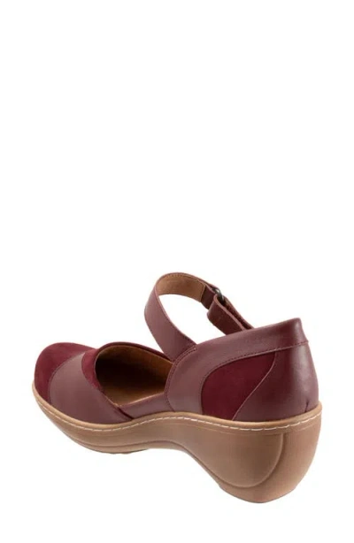 Softwalk ® Miri Ankle Strap Platform Wedge Clog In Red