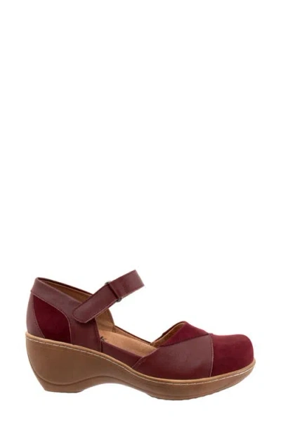 Softwalk ® Miri Ankle Strap Platform Wedge Clog In Red