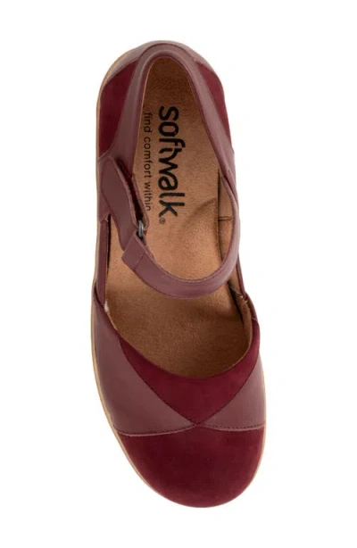 Softwalk ® Miri Ankle Strap Platform Wedge Clog In Red