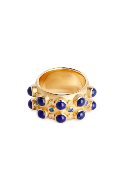 Grace Winfrey Trio Cabochan Cigar Band Ring In Gold