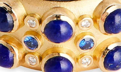 Grace Winfrey Trio Cabochan Cigar Band Ring In Gold