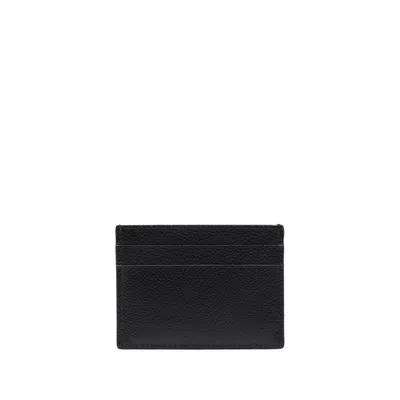 Balenciaga Logo-print Grained Leather Card Holder Accessories In Black