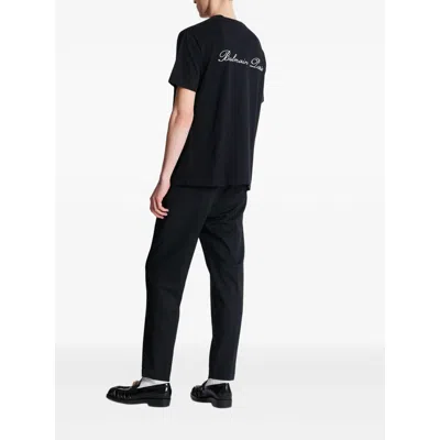 Balmain Logo Embroidered Crewneck T-shirt In Black
