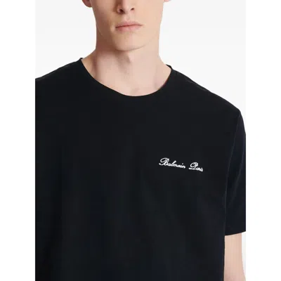 Balmain Logo Embroidered Crewneck T-shirt In Black