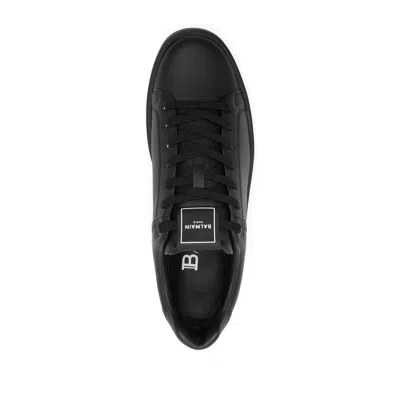 Balmain B Court Sneakers Flat Sole Round Toe In Black