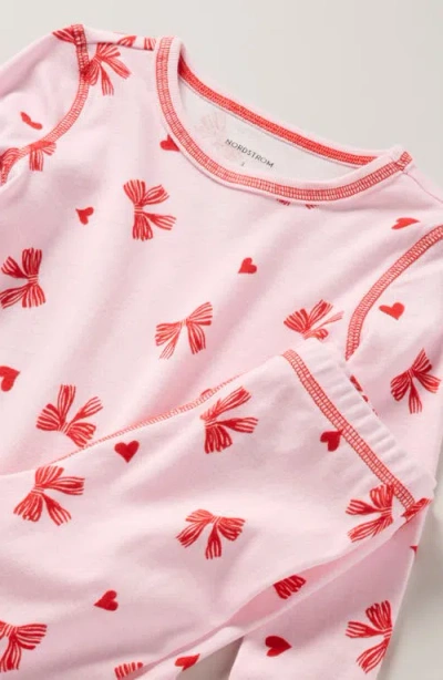 Nordstrom Kids' Print Fitted Cotton Two-piece Pajama Set In Pink