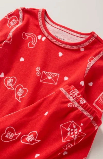 Nordstrom Kids' Print Fitted Cotton Two-piece Pajama Set