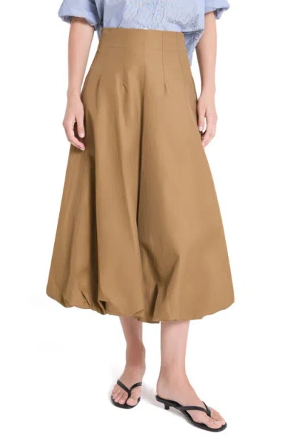 Twp Full Intentions Bubble Hem Midi Skirt In Brown
