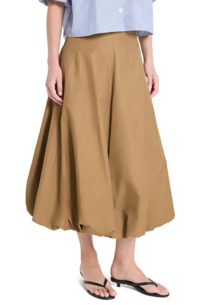 Twp Full Intentions Bubble Hem Midi Skirt In Brown