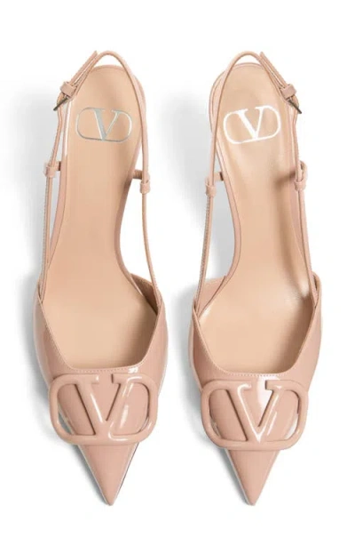 Valentino Garavani Vlogo Pointed Toe Slingback Pump In Neutral