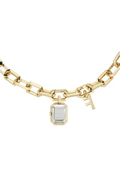 Ferragamo 'f' Charm Bracelet Watch, 16mm X 21mm In Gold