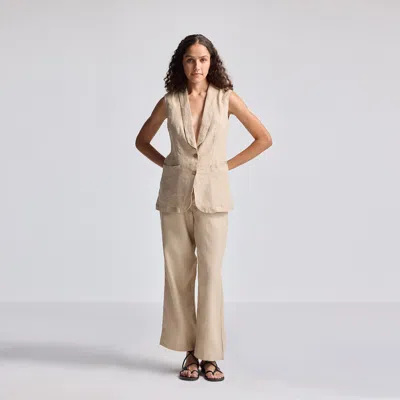Reistor Sleeveless Hemp Jacket Set In Neutral
