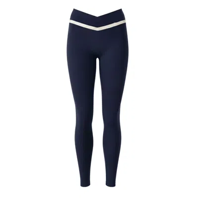 Revyve Active Women's Blue / White Signature V-sculpt Midnight / White Leggings In Blue