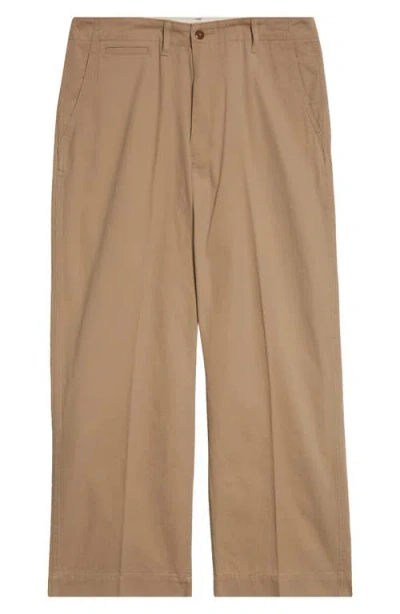 Beams Military Cotton Twill Straight Leg Pants In Brown