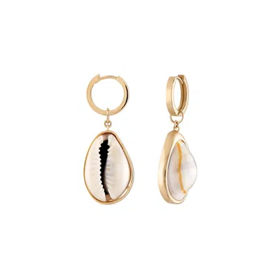 Zigleys Women's Cowrie Cuffed Earrings With Gold Band In Gold