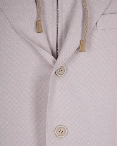 Eleventy Giacca Con Cappuccio Sabbia In White