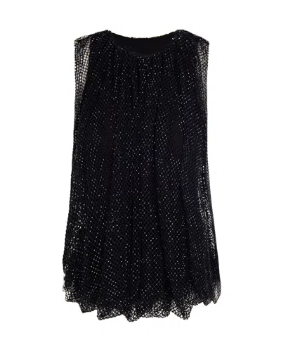 Sportmax Embellished Mesh And Jersey Top In Black