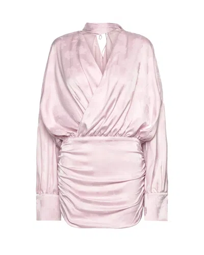 Rotate Birger Christensen Mini Abito Ls Orchid Ice In Pink