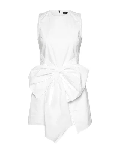 Rotate Birger Christensen Abito W/bow Bright White In White