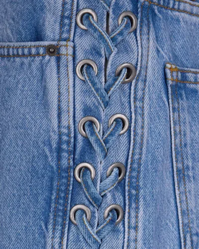 Rotate Birger Christensen Jeans Twisted Lacing Hydrangea In Blue
