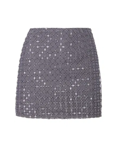 Rotate Birger Christensen Minigonna Beaded Castor Gray In Gray