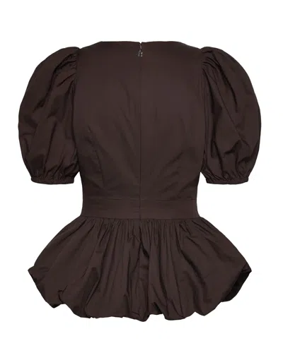 Rotate Birger Christensen Flower Intarsia Top In Brown