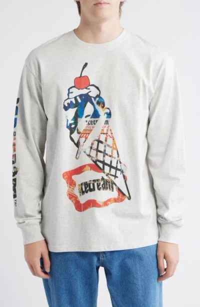 Icecream Cone Man Graphic Long Sleeve T-shirt In White