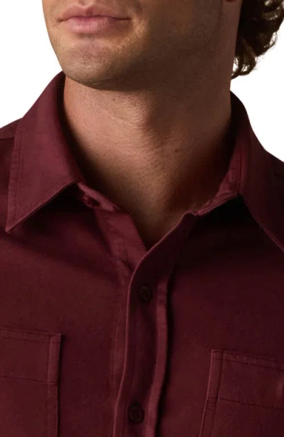 The Normal Brand Lennox Cotton Jersey Button-up Shirt In Burgundy