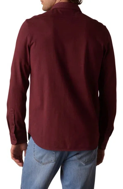 The Normal Brand Lennox Cotton Jersey Button-up Shirt In Burgundy