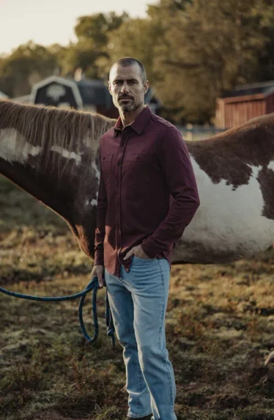 The Normal Brand Lennox Cotton Jersey Button-up Shirt In Burgundy