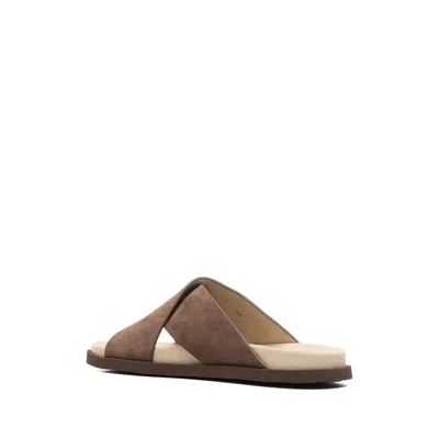 Brunello Cucinelli Men Low Suede Sandals In Brown