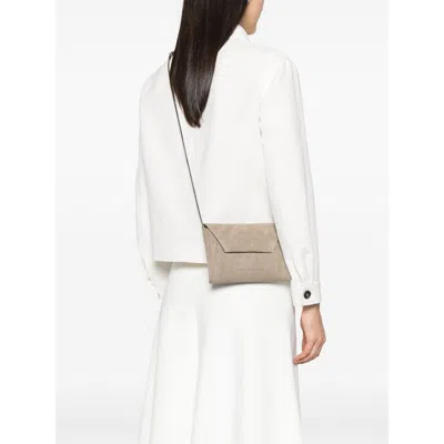 Brunello Cucinelli Grey Clutch Bags Women In Neutral