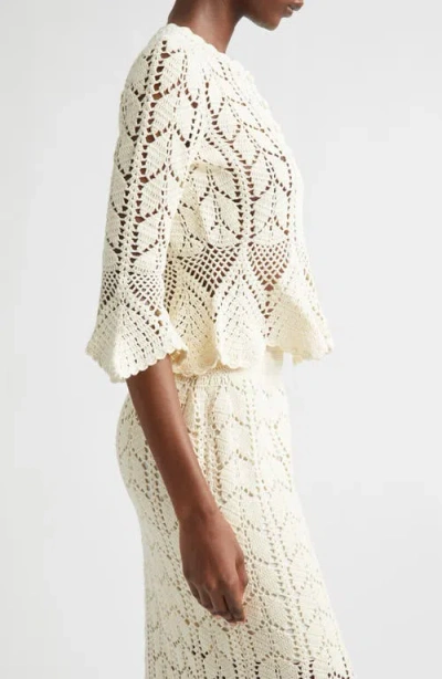 Zimmermann Awaken Scalloped Crocheted Cotton Top In Neutral