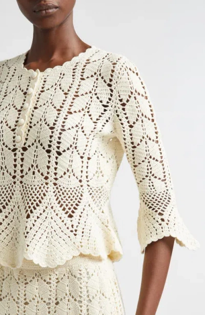 Zimmermann Awaken Scalloped Crocheted Cotton Top In Neutral