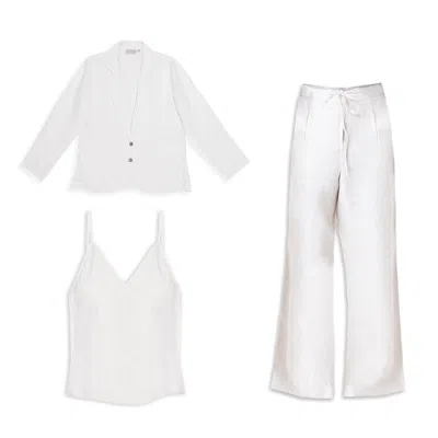 Reistor Women's Hemp Three Piece Set In White In White