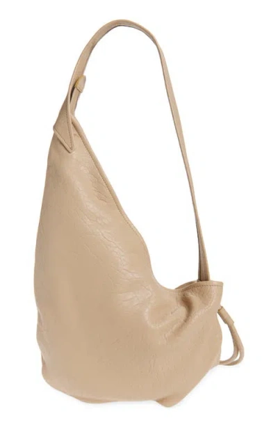 Marni Small Sling Leather Hobo Bag In Neutral