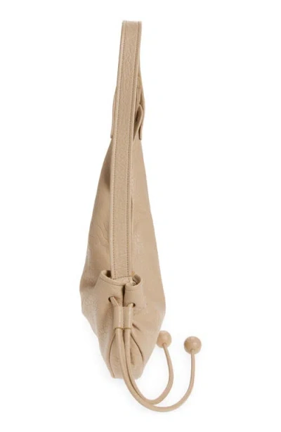 Marni Small Sling Leather Hobo Bag In Neutral